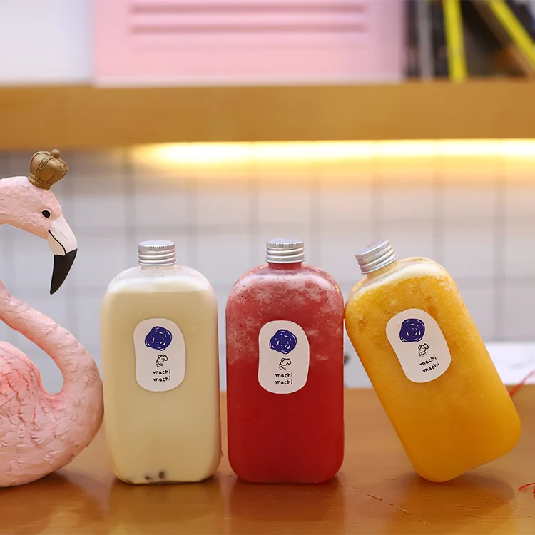 
rectangle shape hot sell 6oz 500ml plastic juice bottles thai tea bubble tea milk bottles 