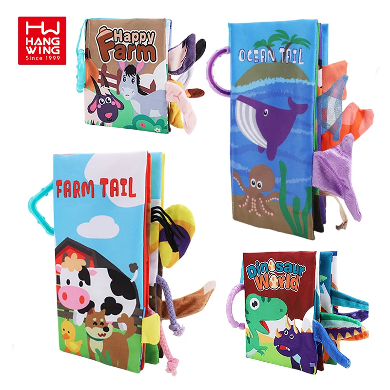 HW supports custom newborn baby exercise cognition ability educational toy set ocean animal themes infant soft tails cloth book