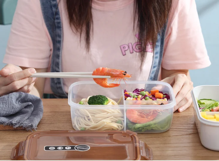 Microwaveable plastic preservation box Japanese-style sealed multi-compartment Portable student  lunch box