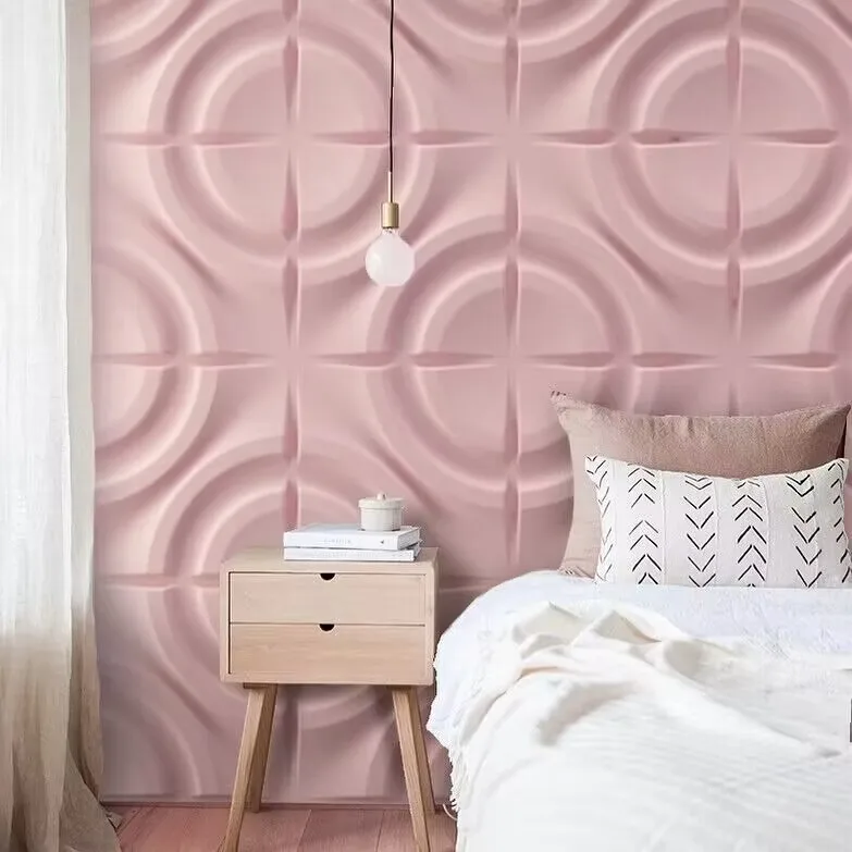 20230 New Designs Living Room Easy to Install Circle Pink 3D PVC WALL PANEL