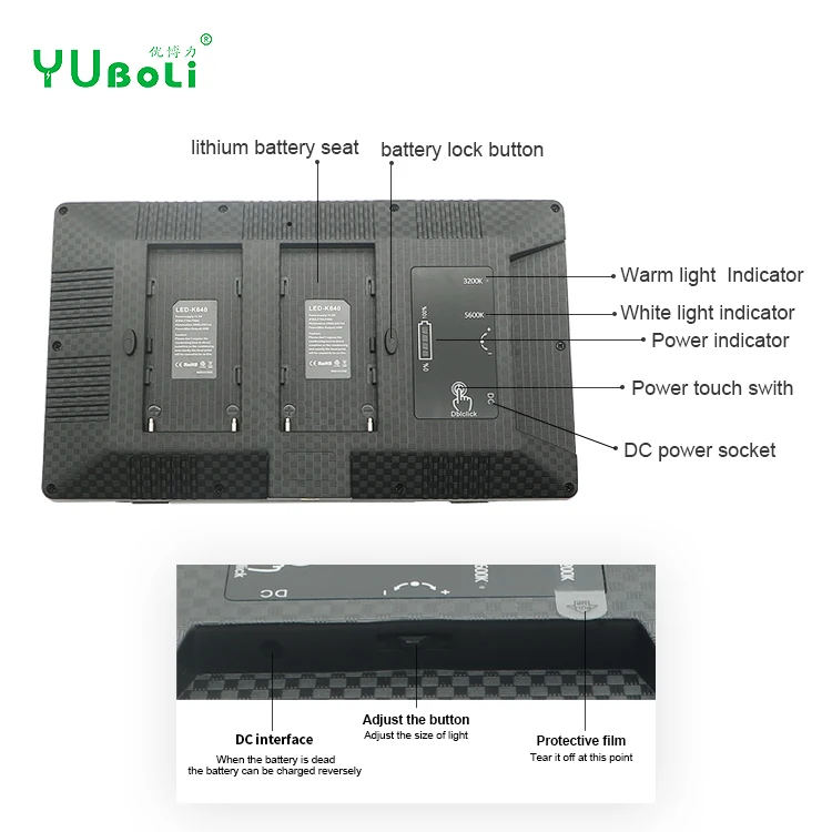 LED-K520 Pro photographic lawp flat panel camera light for Video Shooting Photography light for SONY NP-F550/F770/F970 battery