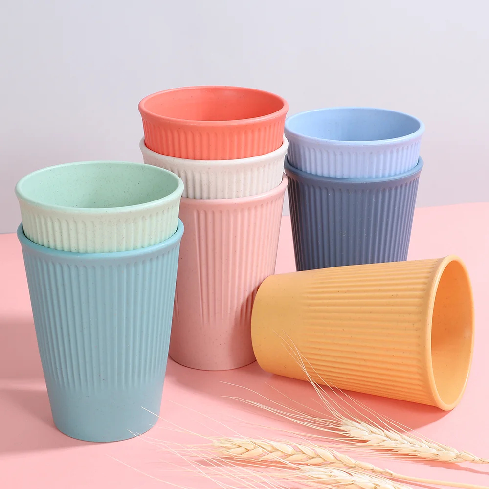 OEM Custom reusable plastic unbreakable drinking colorful coffee wheat straw cup