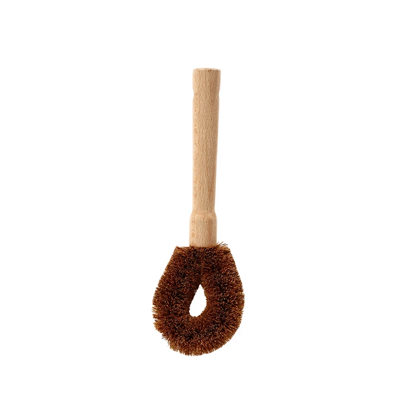 Natural durable coconut brown wire brush cleaner for washing dish bowel pan pot tea kettle cleaning brushes