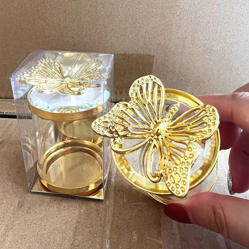 Beautiful Decorative Butterfly Lid Crystal Glass Tea Coffee Sugar Crystal Glass Food Storage Jars