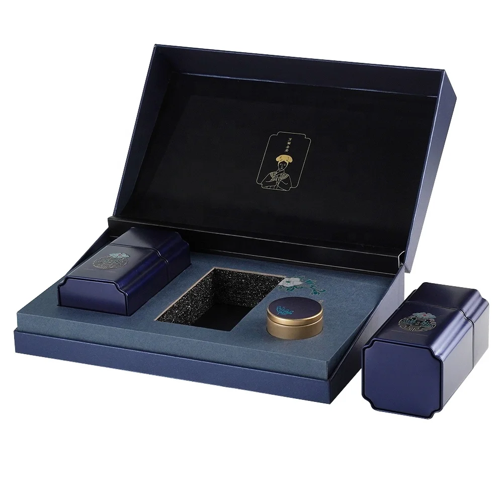 High quality rigid cardboard food gift paper box clamshell luxury coffee tea packing boxes