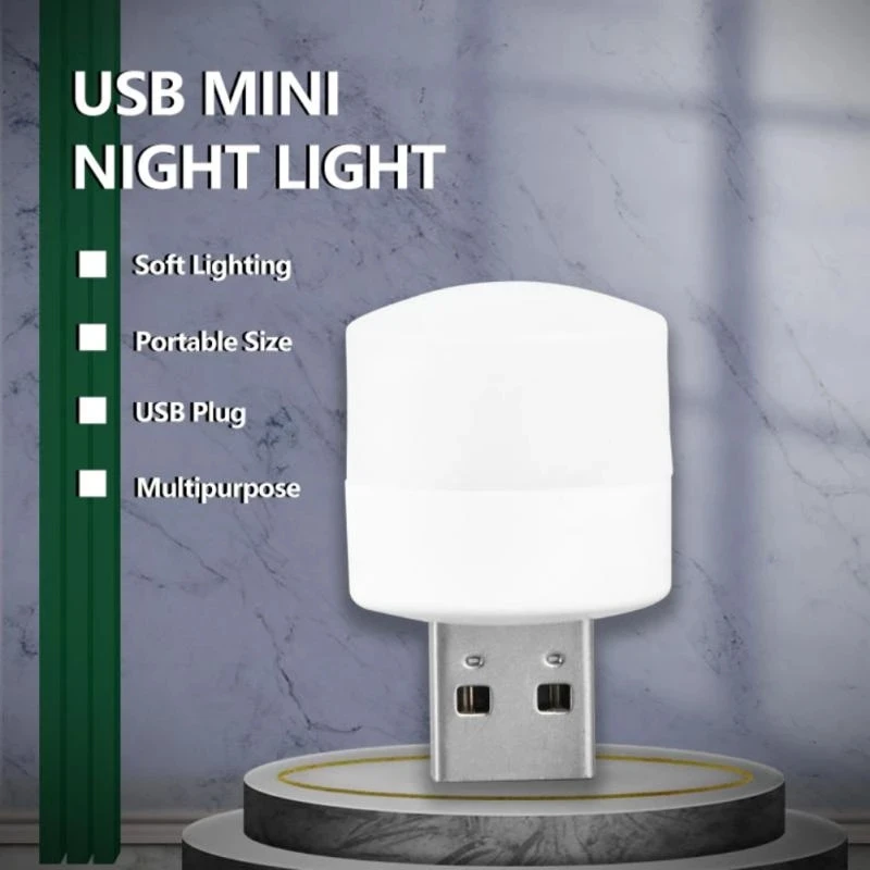 Portable USB Plug Night Light Lamp Small Book Lamps LED Eye Protection Reading Computer Mobile Power Charging Light