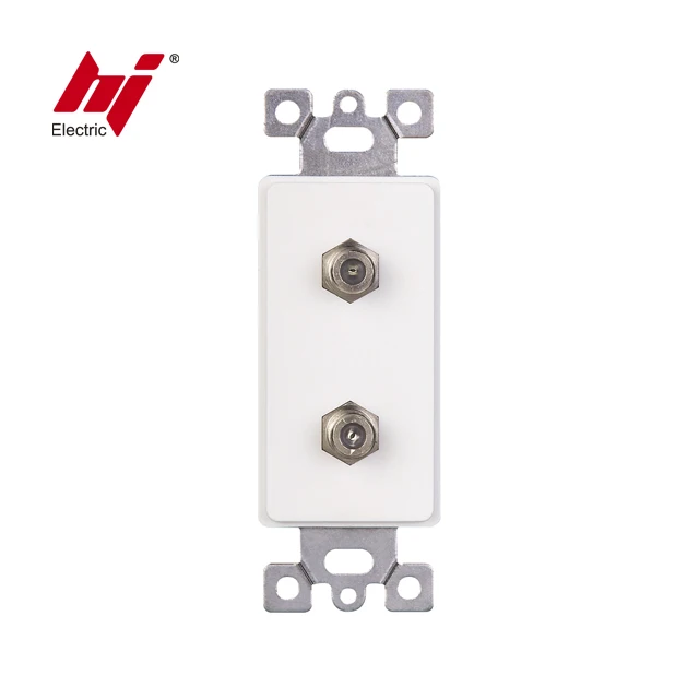 Duplex F Type Coaxial Adapter Wall Jack Female to Female Molded-in Voice and Audio Video