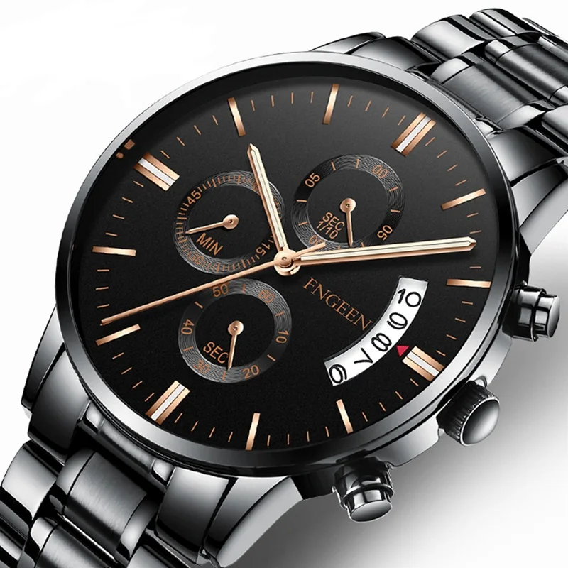 
FNGEEN Quartz Watch Men Business Water Resistant Auto Date Watch Male Luxury Mens Luminous Wristwatches Reloj Hombre 