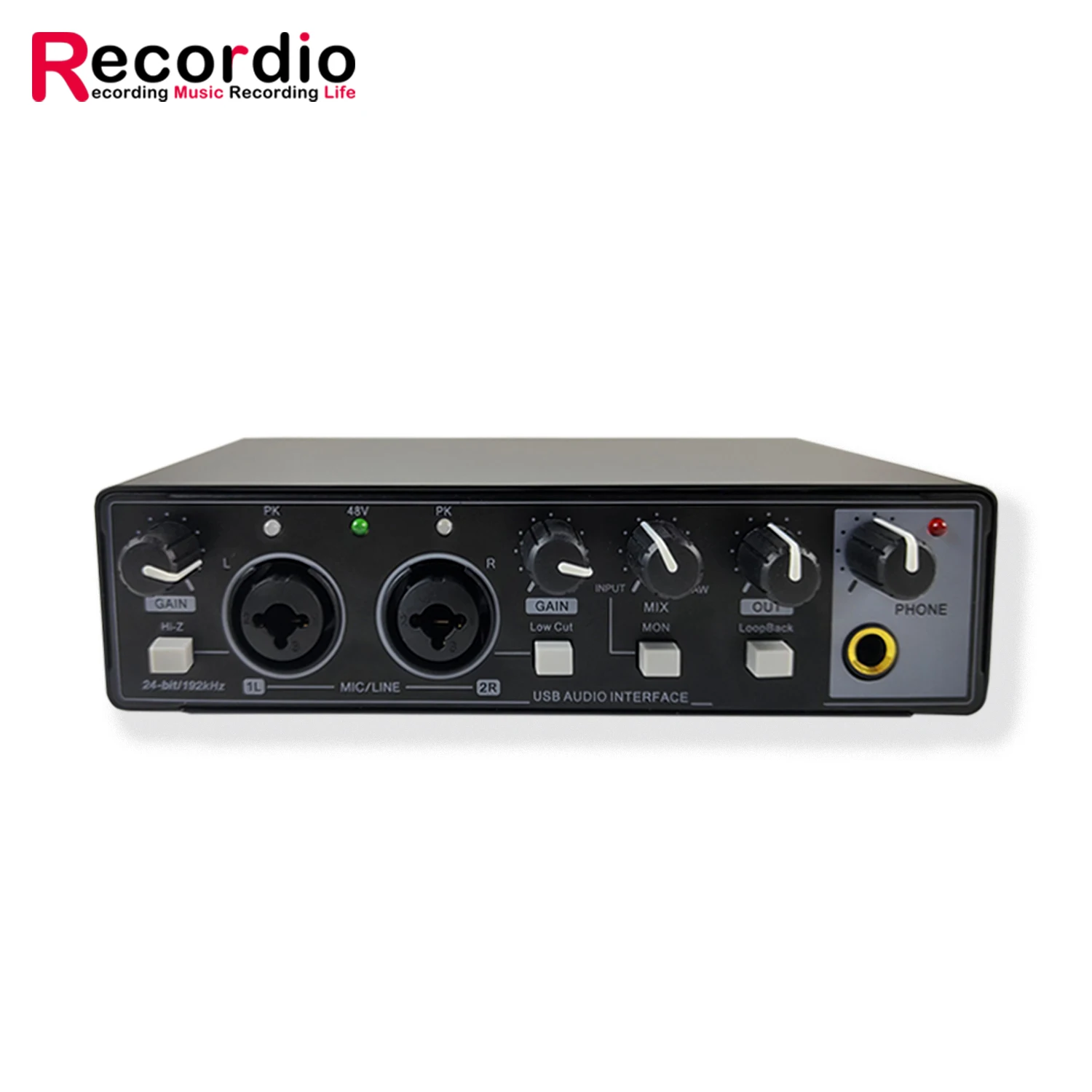 GAX-MD22P Professional Studio Audio Interface 2 in 2 out USB Audio Mixer Recording Podcast Sound Card