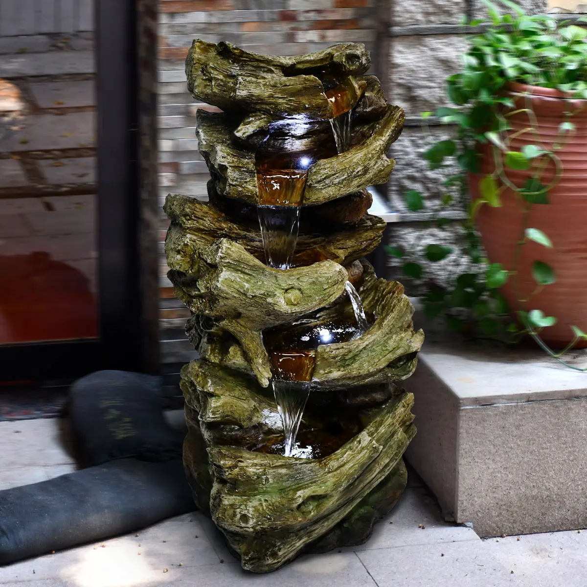 USA free shipping outdoor garden lawn lighting floor rack water fall fountain home decor Indoor led decorative lighting