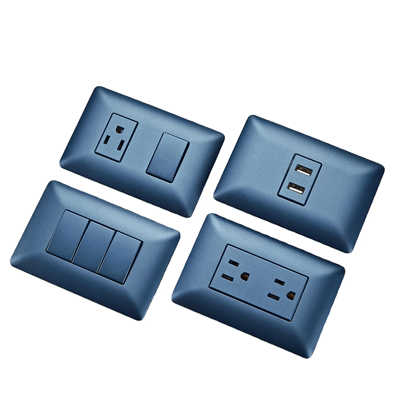 AM Series FMBU PC panel Phosphor Copper Material Single Double Electric Oulets Sockets and light home Wall Switch