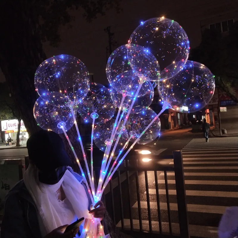 LED Bobo Balloons Light Up Balloons Clear Helium Bubble Glow Balloons with String Lights for Birthday Wedding Decoration