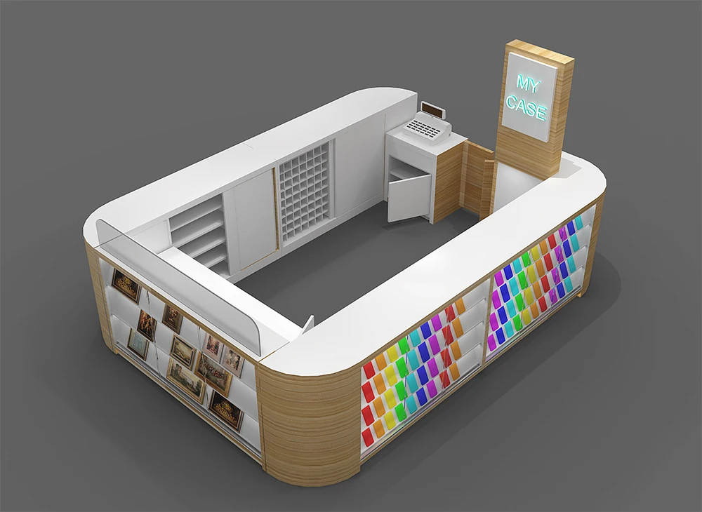 Modern Lighting Decorative Design Counter Showcase Shopping Mall Cellphone Kiosk Mobile Phone Shop Interior Design