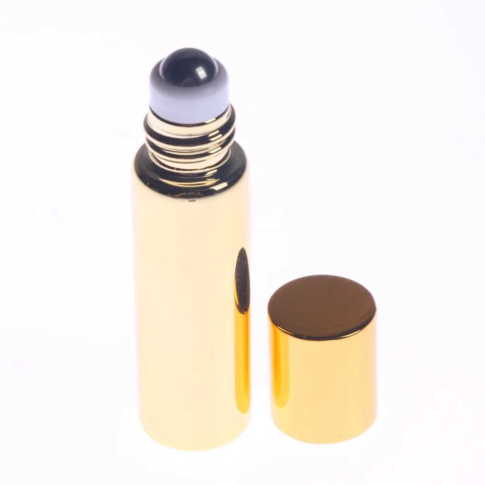Essential Oil Metallic Gold 5ml/10ml Roll On Stainless Steel Roller Ball Massager Eye Cream Perfume Refillable Empty Bottle
