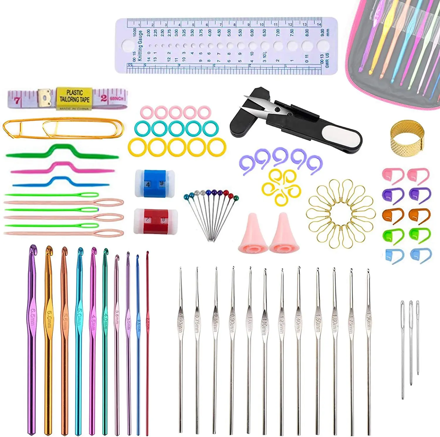 94Pcs/set DIY Crochet Hook Set With Hand Knitting Needles Sewing Tools Crochet Hook Kit