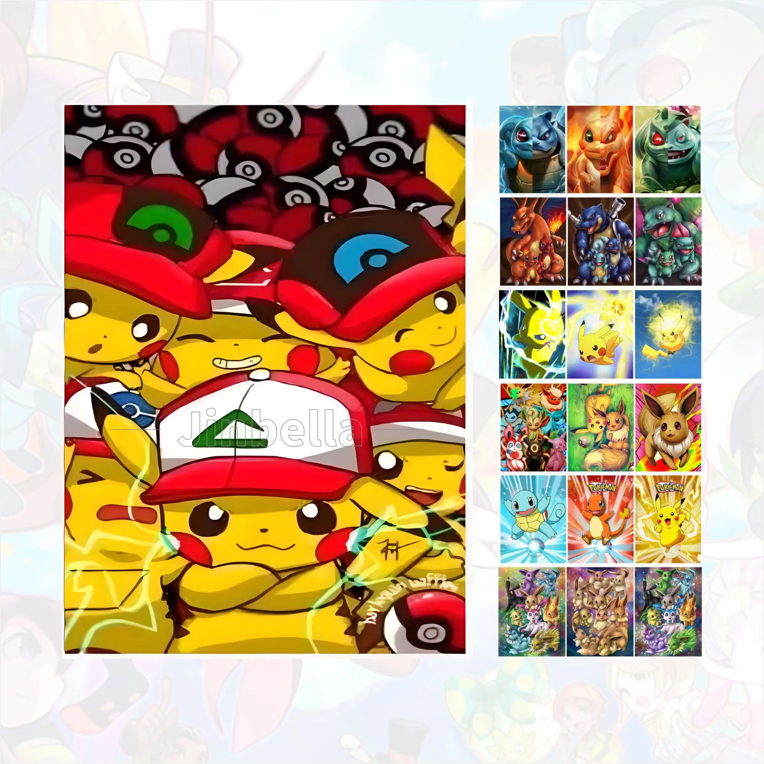 420 Designs 40*30cm 3D Cartoon Lenticular Flip Picture Pokemoned Pikachu Eevee Charizard Squirtle Poster Movie Poster Wall Art