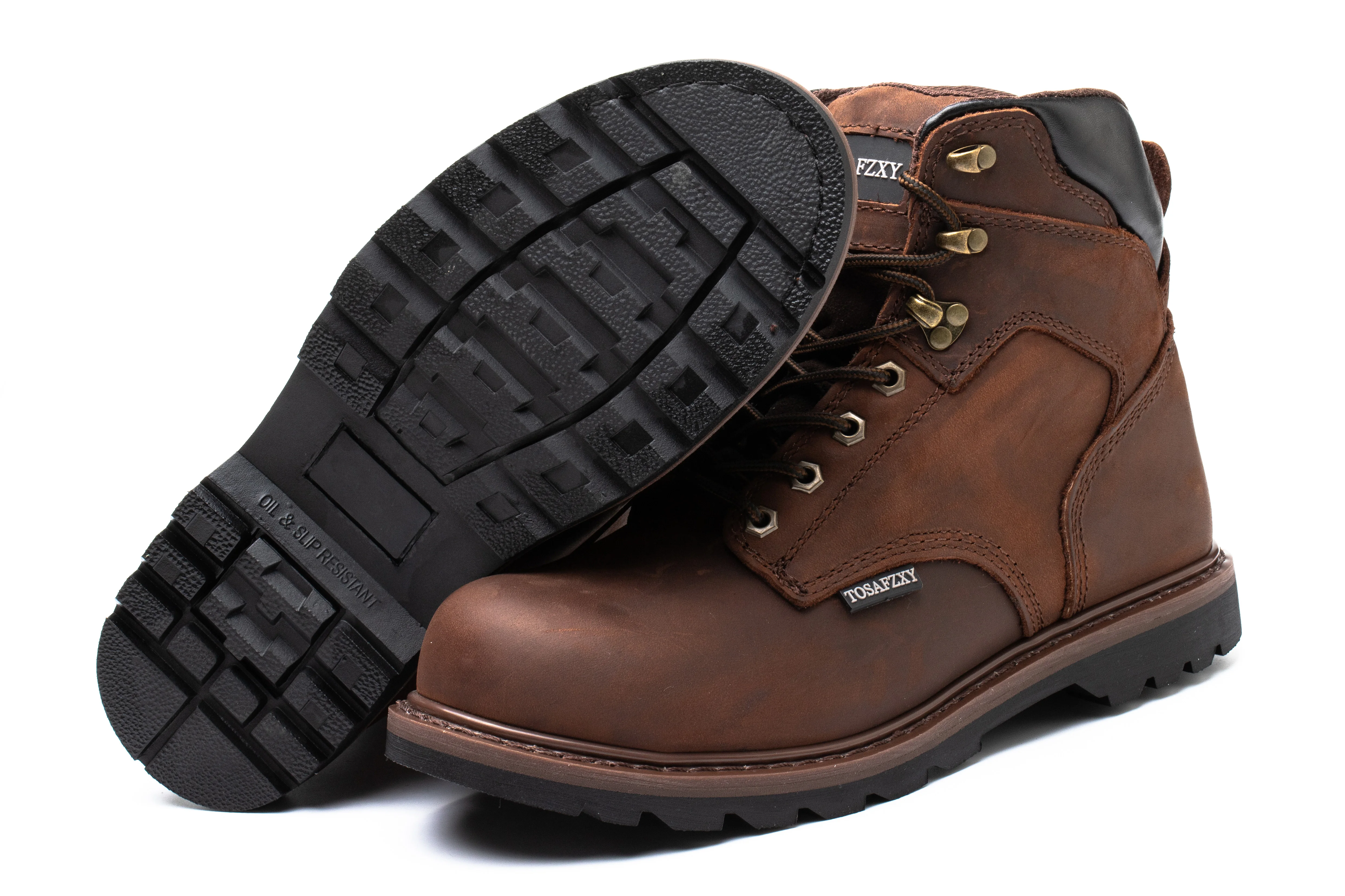 Handmade Crazy Horse Cowhide Vintage Stylish Steel Toe Work Boots For Men