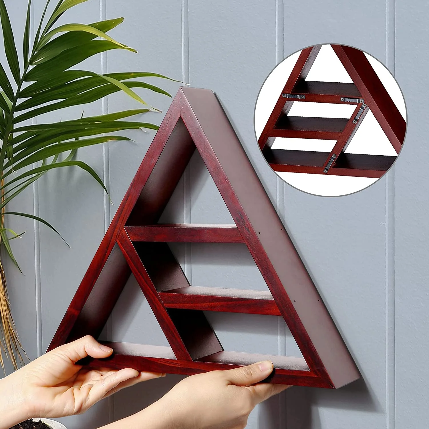 Triangle Shelf for Crystals, Crystal Display Shelf for Stones, Wooden Shelf for Wall Witchy Decor