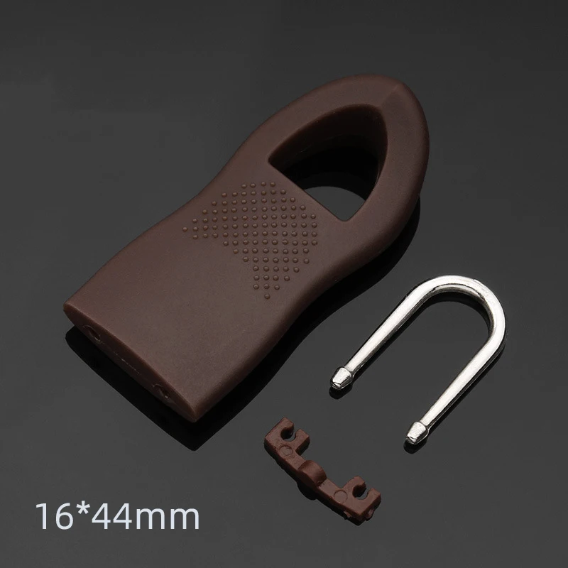 Brown Black Removable Metal Rubber Zip Puller Replacement Detachable Zipper Slider
