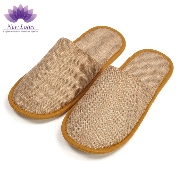 Wholesale SPA Disposable Hotel Washable Closed Toe Linen Slipper Made In China