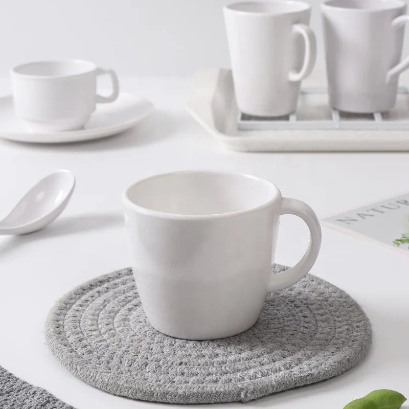 custom luxury blanks 8.5oz Melamine simple white sublimation mug coffee cup