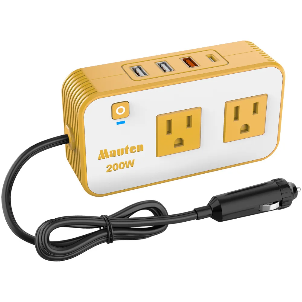 200W multifunctional socket inverter fast charging PD20w+QC3.0 power converter bank car inverter