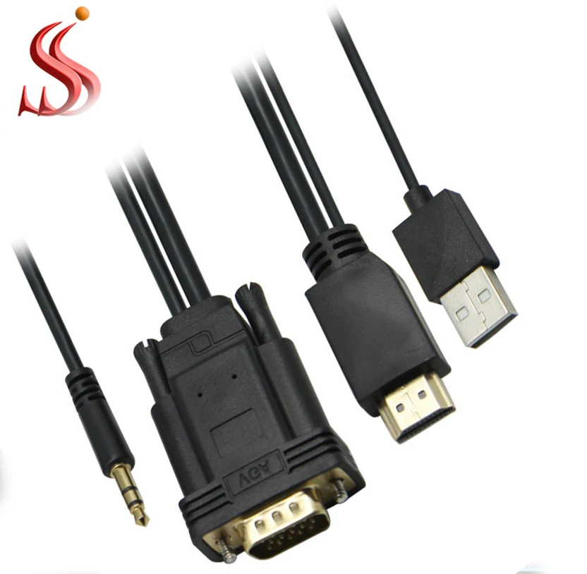 High Quality HD MI to VGA KVM Cable with USB Audio  converter  Monitor Projector splitter cable