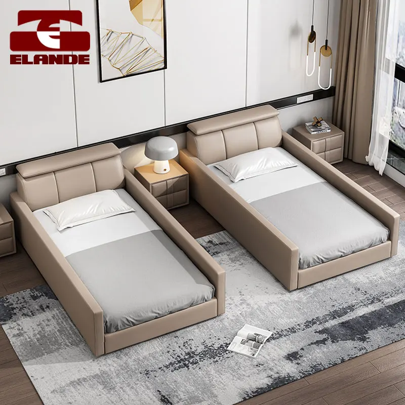 Parent-child bed children tatami stitching big bed soft leather bed widening bedroom furniture Letto genitore-figlio