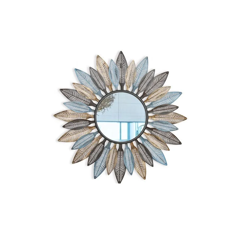 Высококачественное металлическое полое внутреннее ретро-художественное Кованое железо круглое зеркало домашнее настенное декоративное