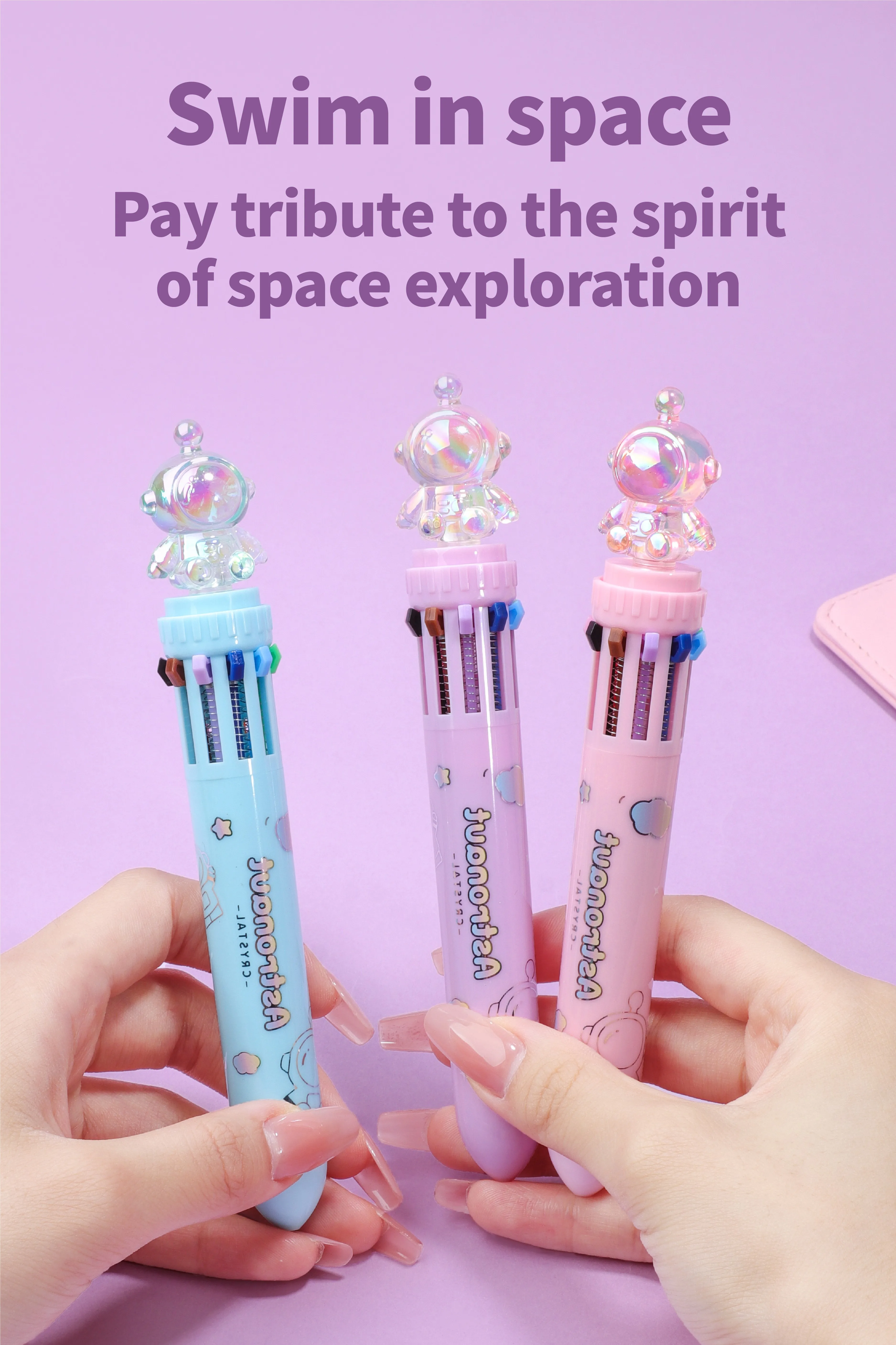 Multi-color cartoon pens retractable 10 color multi-function cute  pens  creative cute utiles escolares