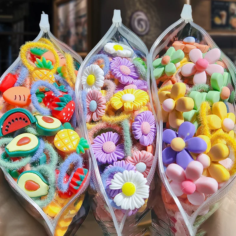 Cartoon Hair Rope Set Princess Thumb Girl Baby Cute Animal Head Rope Elastic Rubber Band Korean Hair Accessories For Children