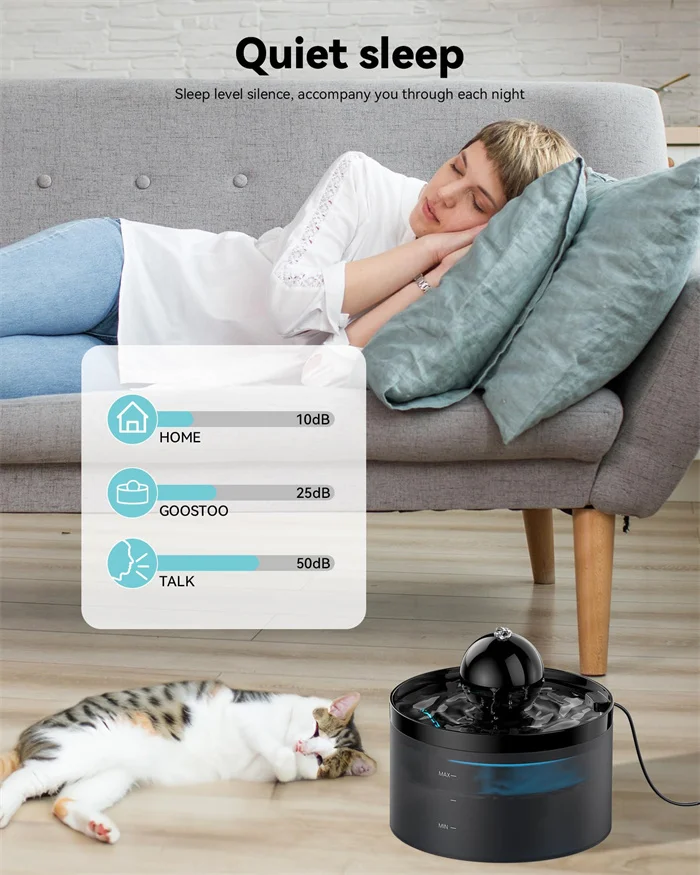 New Design Pet Dog Cat Water Fountain Ultra-quiet pump Activated Carbon filter keeps water fresh 2.2L faucet designed