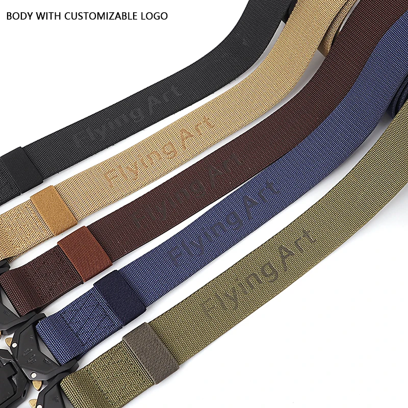 Hot-selling aluminum alloy buckle nylon belt outdoor personality tail elastic double-layer quick release cloth belt