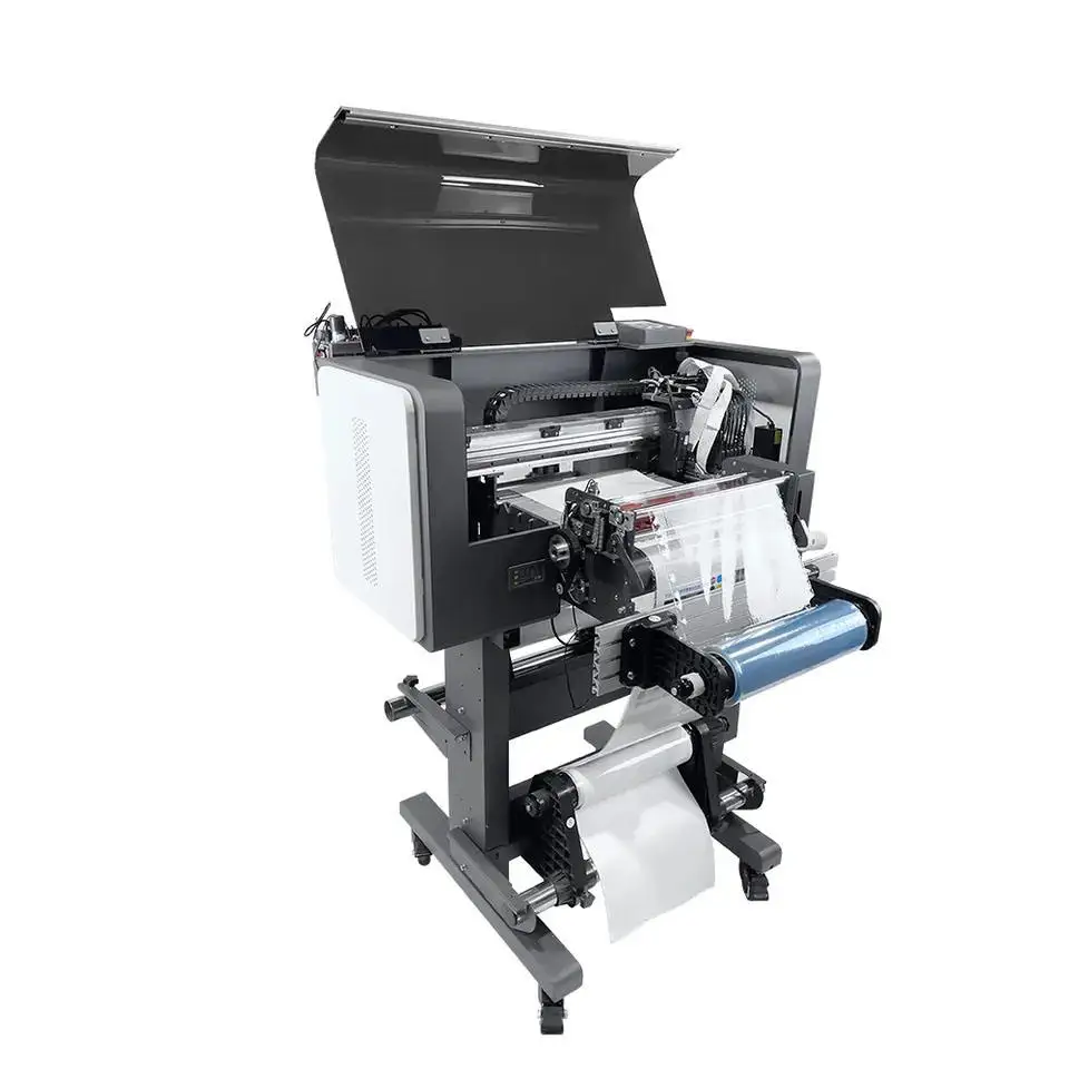 Bosim 13inch A3 UV DTF Printer with XP600 Print Head for Varnish Gloss Roll to Roll AB Film Printing Machine with Auto Laminator