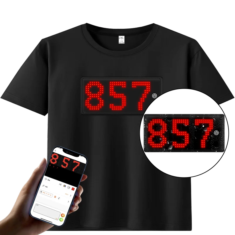 Led T Shirt with Phone Programmable App Logo Light T Shirts Customized Patterns Texts for Adults Halloween Masquerade Party