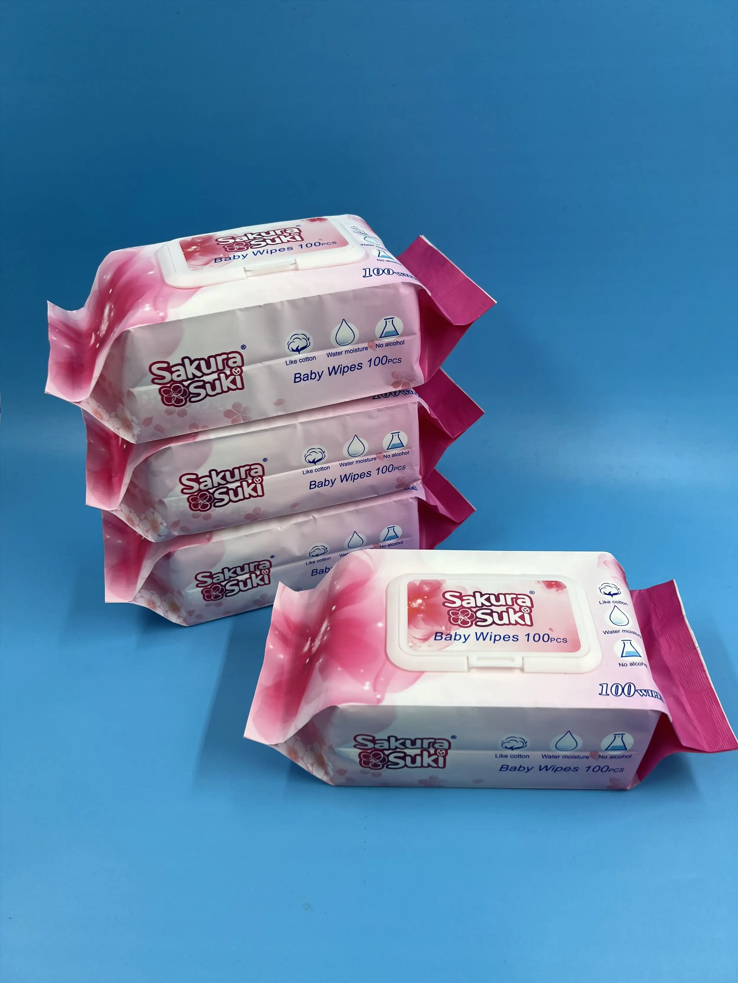 Baby Wipes Custom Flushable No Alcohol Spunlace Nonwoven Fabric 50 80 100 120PCS Baby Cleaning Facial Wet Water Wipes