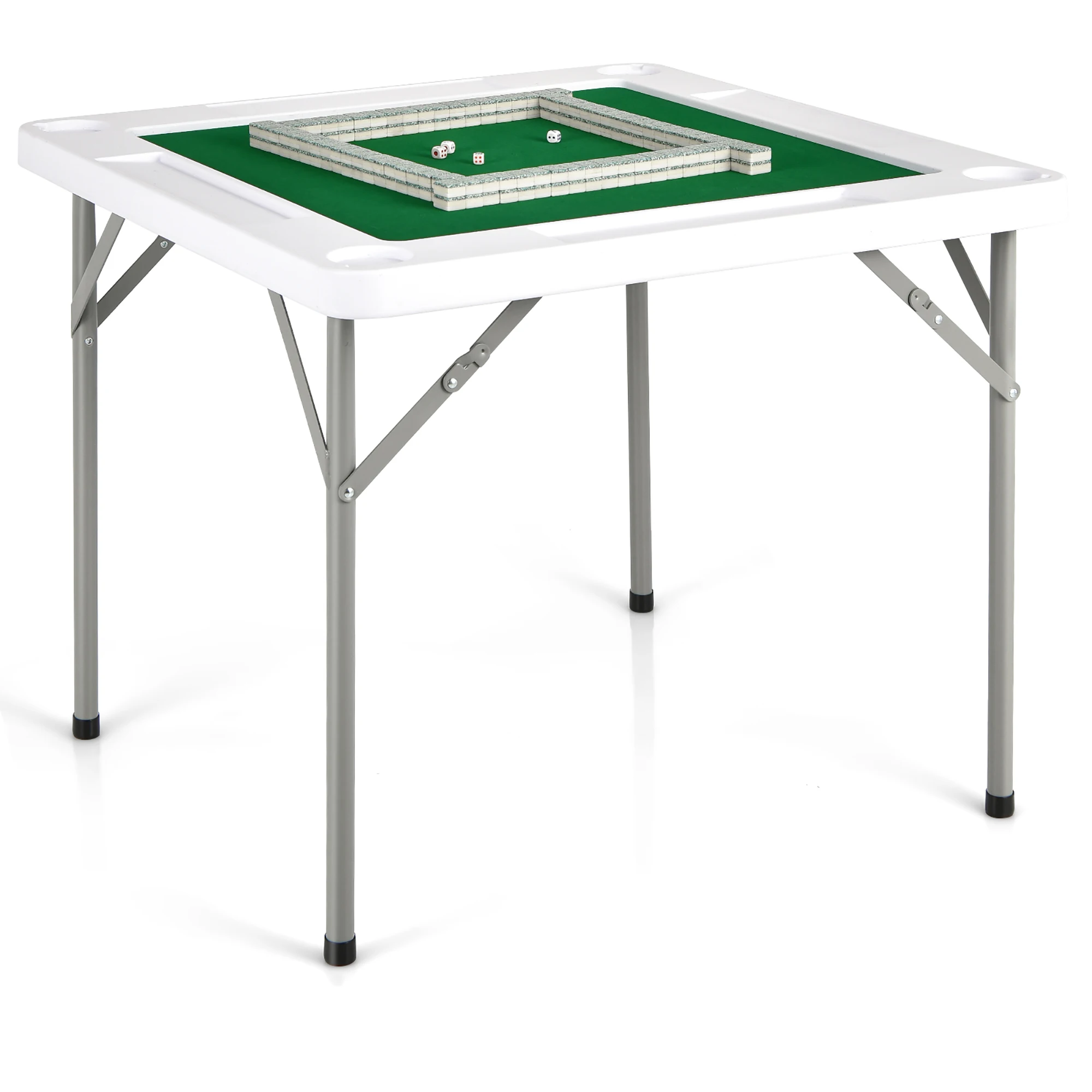 Goplus 35' 4-Player Mahjong Card Game Portable Folding Table w/Cup & Coin Holder