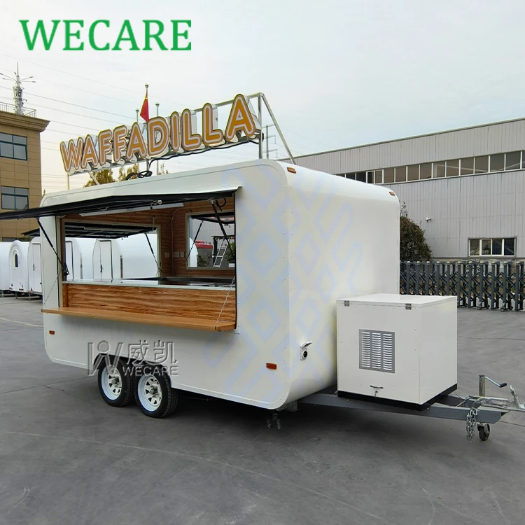 Wecare BBQ Concession Trailer Fully Equipped Mobile Coffee Bar Shop Fast Food Trailer Food Truck Manufacturer with Full Kitchen