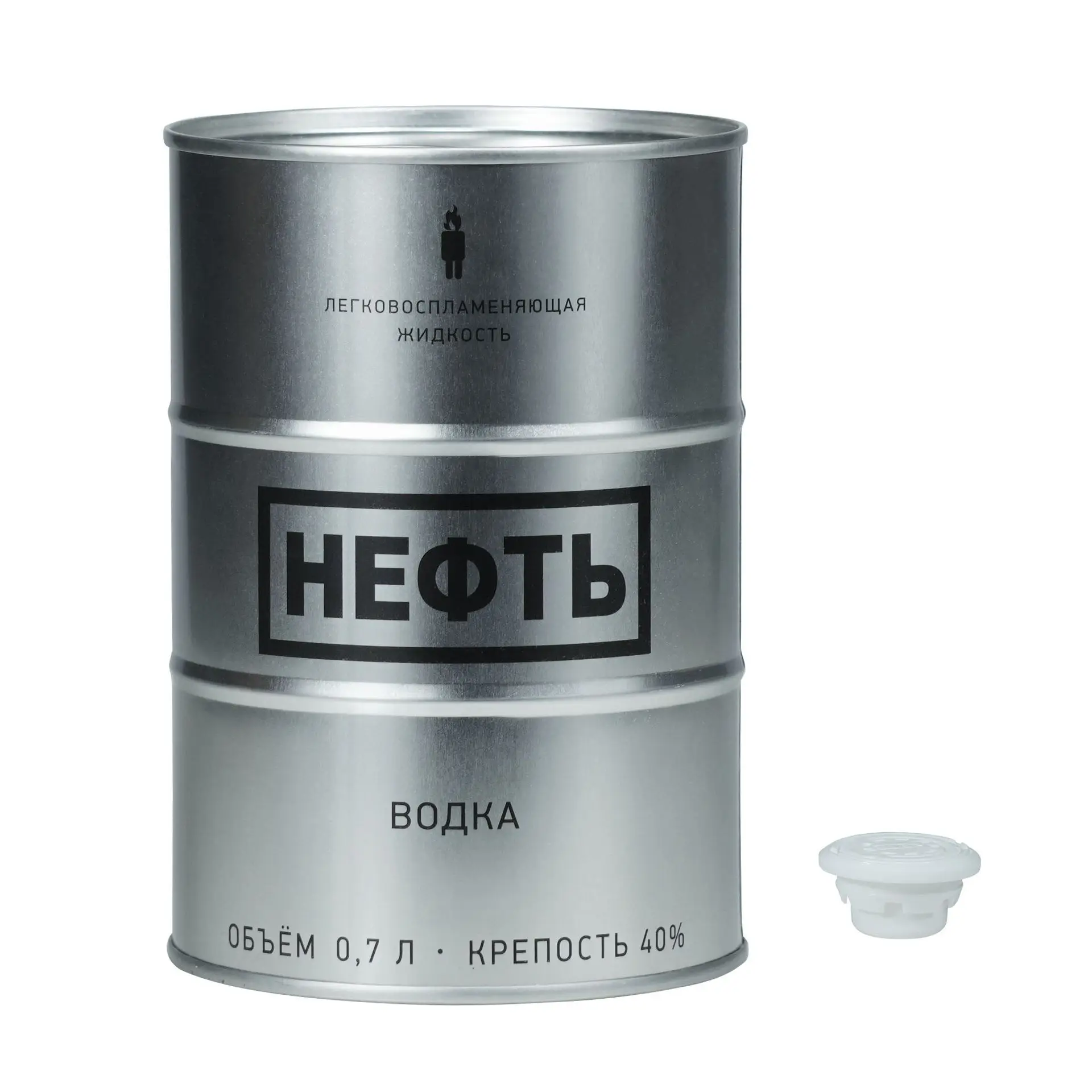 Fast Delivery 700ml 40%vol NEFT HETb vodka tin cans Liquid Round BARREL Packaging Metal Tin Can