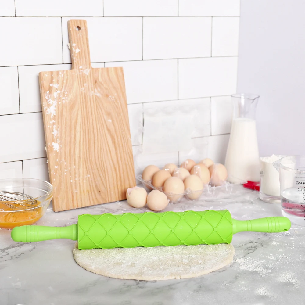 Dough Roller Silicone Kitchen Rolling Pin Ravioli Rolling Pin Non-stick Baking Dough Rolling Pins