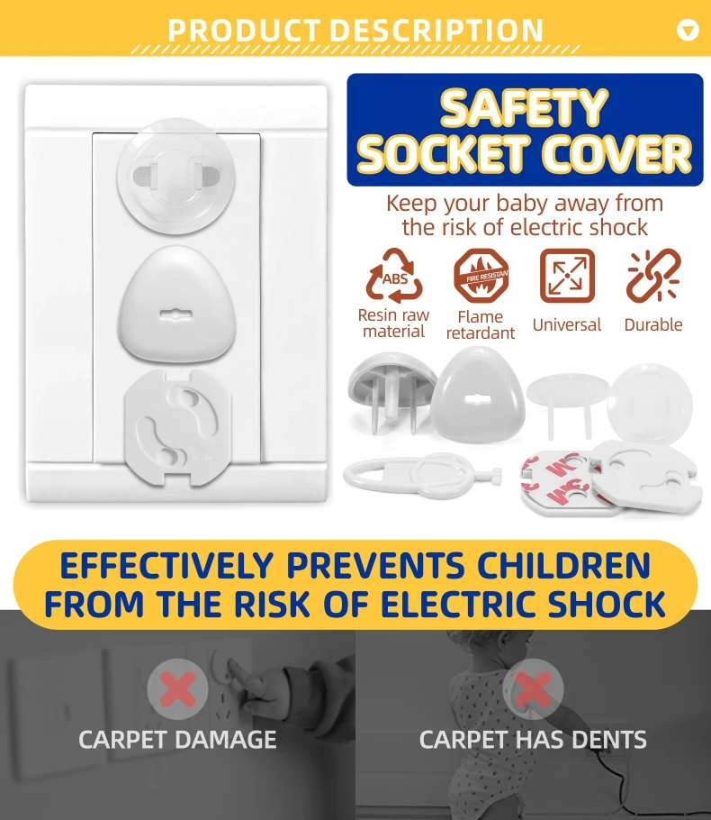 BPC-US02 Outlet Plug Cover Standard American Electrical Sockets with Two Prongs for Child Safety