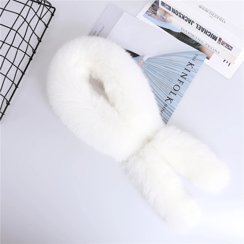 New Fashion Genuine Real Fox Fur Scarf Womens Winter Natural Fur Scarf Scarves Neckerchief Real Fur Muffler Lady Wrap Solid Tail
