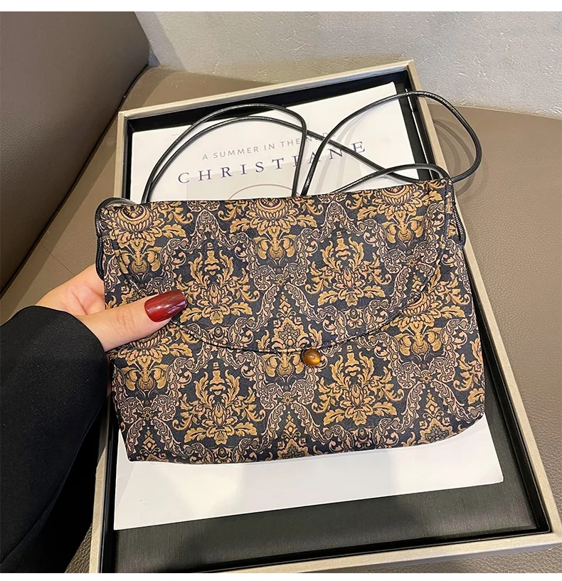 Chinese Brocade Silky Phone Purse Crossbody Mini Bag Envelope Clutch