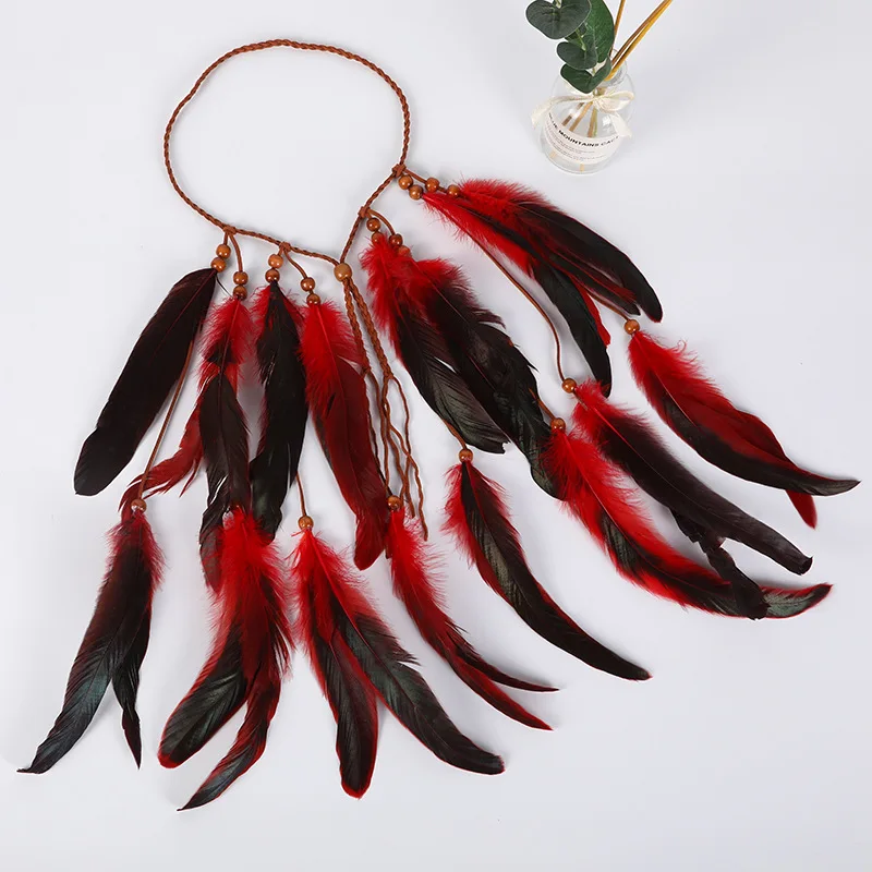 Hair Accessories Festival Women Hippie Adjustable Headdress Boho Peacock Feather Hairband Headband