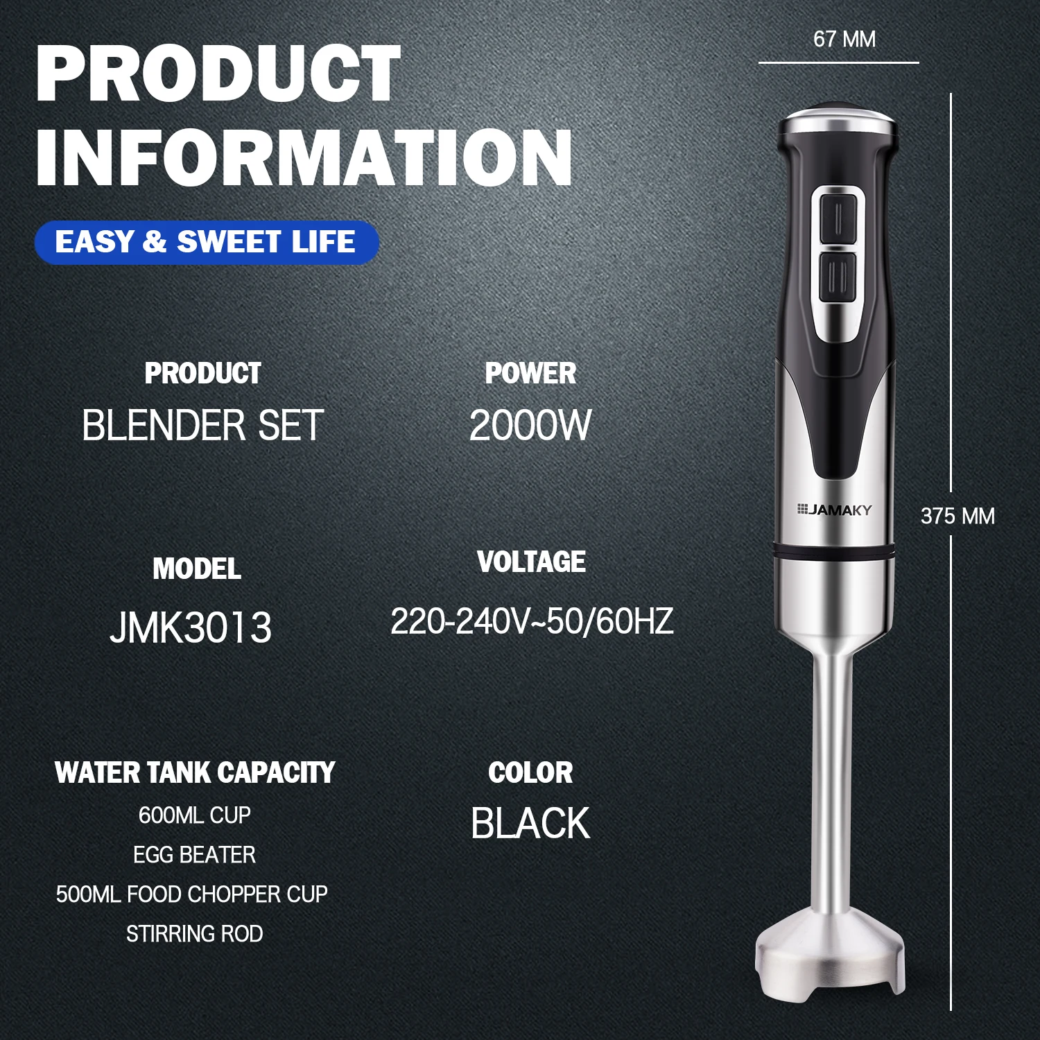 JMK Hot 4 in 1 blender set Electric Food Mixer Blender in Kitchen 2000W Electric Hand  For Household Mixer for meat