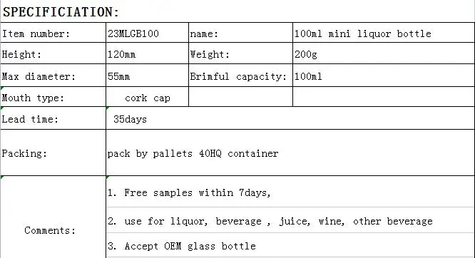 100ml screw beverage vodka whisky jean drink brandy carbonated drink champagne transparent super flint clear glass bottle