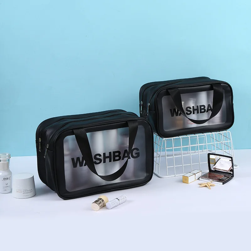 Manufacturer wholesale customized PVC cosmetic bag transparent large capacity portable travel storage bag in stock