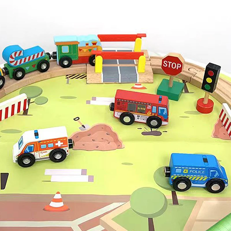 Small friction toy vehicle wooden rescue ambulance toy set kids fire truck police car scale models collection for children