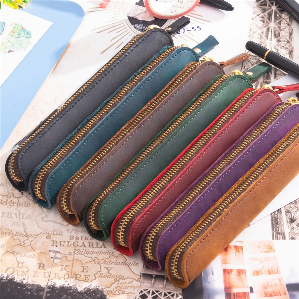 
Small Pencil Case / Mini Leather Pencil Case / Wholesale Pocket Travel Single Double Custom Display Leather Pen Case For Pens 