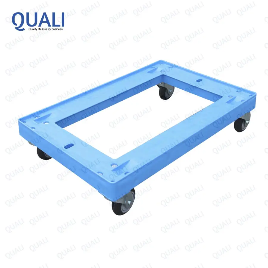 Quali Industrial Transport Plastic Moving Dolly Container Box Used Four Wheels Turtle Cart Trolley